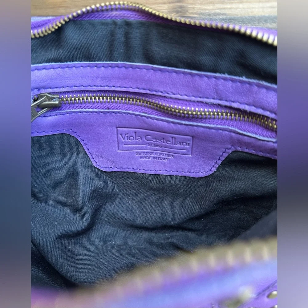 Viola Castellani Milano Studded Italian Leather ‘Star’ Patch Crossbody Handbag - Picture 13 of 14